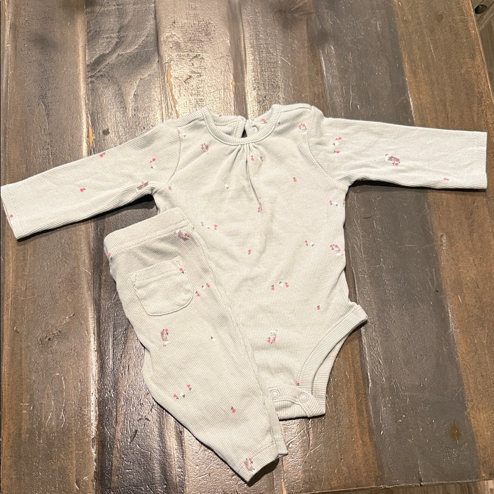 Carter's Light Gray Bodysuit with Pink Details